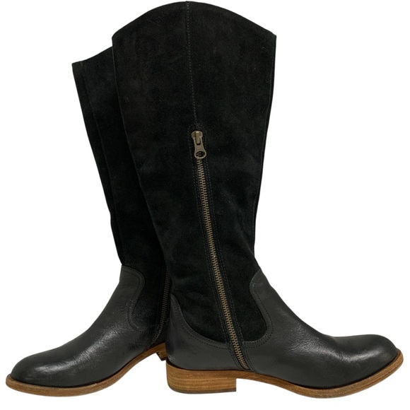 Kork Ease Black Suede Leather Knee High Riding Boots Buckle Zip Women's Sz 6.5M - Picture 3 of 16
